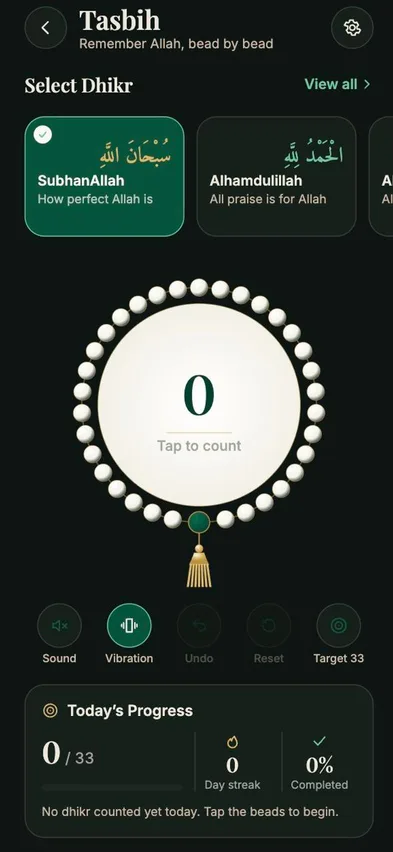 The Tasbih counter with adhkar